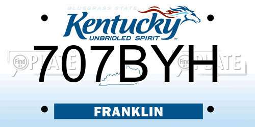 707BYH Kentucky License Plate