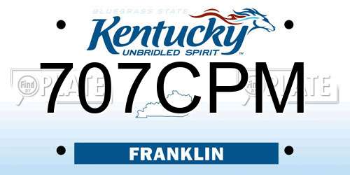 707CPM Kentucky License Plate