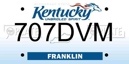 707DVM Kentucky License Plate