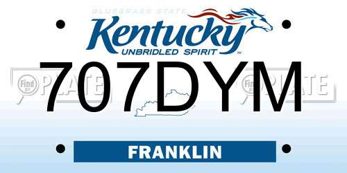 707DYM Kentucky License Plate