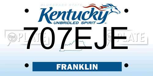 707EJE Kentucky License Plate