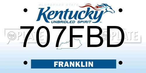 707FBD Kentucky License Plate