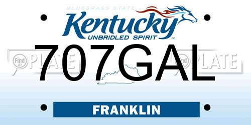 707GAL Kentucky License Plate