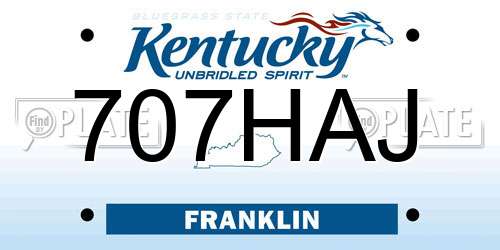707HAJ Kentucky License Plate