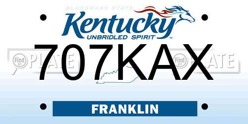 707KAX Kentucky License Plate