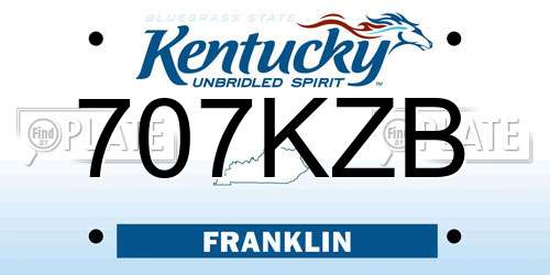 707KZB Kentucky License Plate