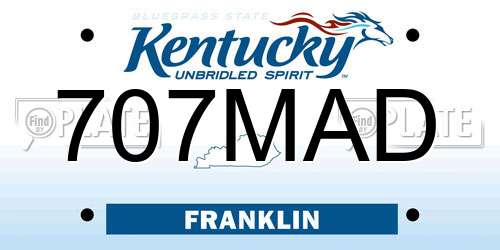707MAD Kentucky License Plate
