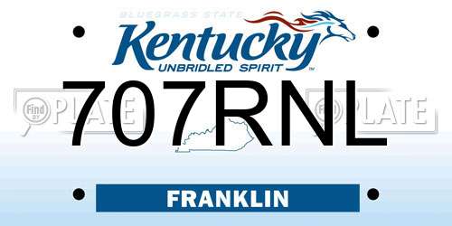707RNL Kentucky License Plate
