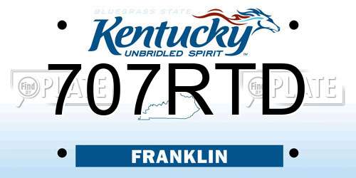 707RTD Kentucky License Plate