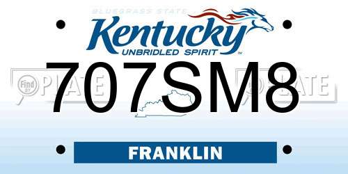 707SM8 Kentucky License Plate