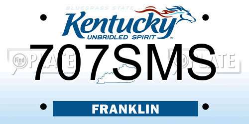 707SMS Kentucky License Plate