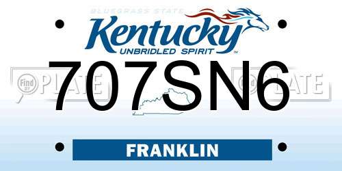 707SN6 Kentucky License Plate