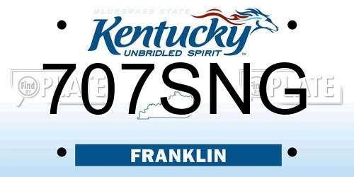 707SNG Kentucky License Plate