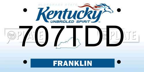 707TDD Kentucky License Plate