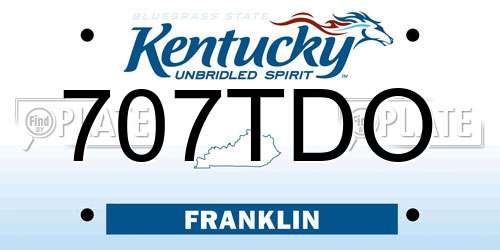 707TDO Kentucky License Plate