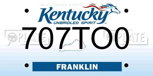 707TO0 Kentucky License Plate