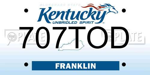 707TOD Kentucky License Plate