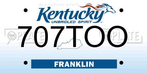 707TOO Kentucky License Plate