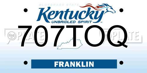 707TOQ Kentucky License Plate
