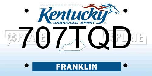 707TQD Kentucky License Plate