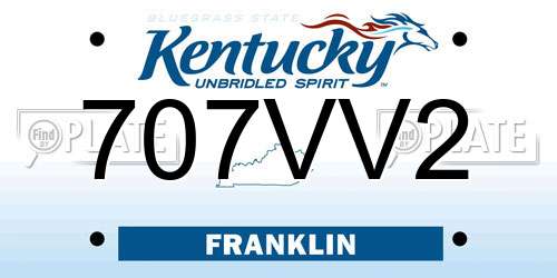 707VV2 Kentucky License Plate