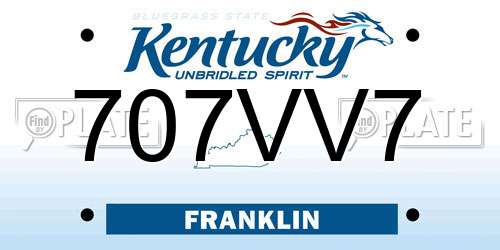 707VV7 Kentucky License Plate