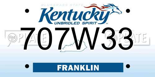 707W33 Kentucky License Plate