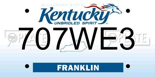 707WE3 Kentucky License Plate