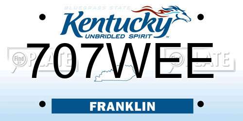 707WEE Kentucky License Plate