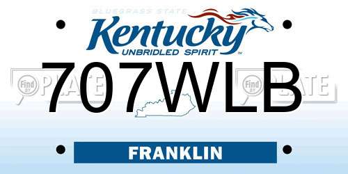 707WLB Kentucky License Plate