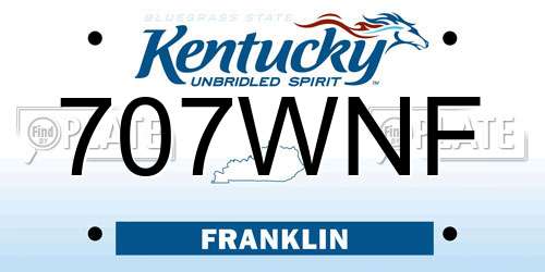 707WNF Kentucky License Plate