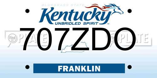 707ZDO Kentucky License Plate