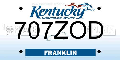 707ZOD Kentucky License Plate