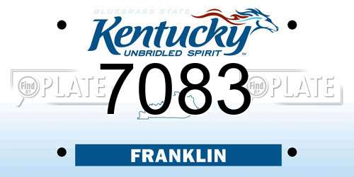 7083 Kentucky License Plate