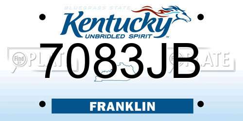 7083JB Kentucky License Plate