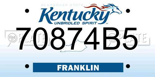 70874B5 Kentucky License Plate
