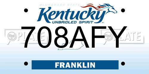 708AFY Kentucky License Plate