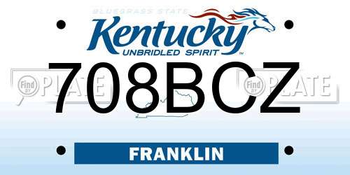 708BCZ Kentucky License Plate