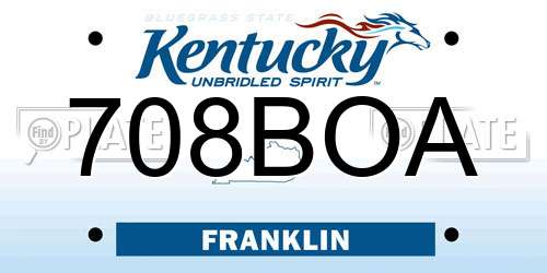 708BOA Kentucky License Plate