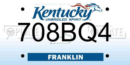 708BQ4 Kentucky License Plate