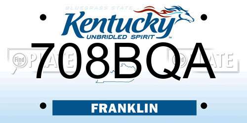708BQA Kentucky License Plate