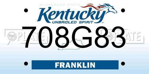 708G83 Kentucky License Plate