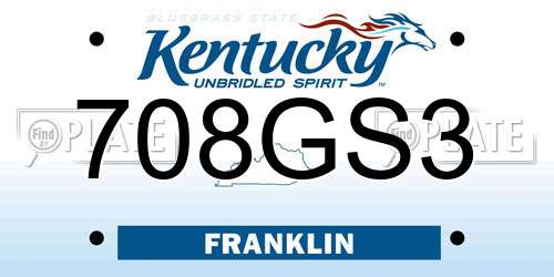 708GS3 Kentucky License Plate
