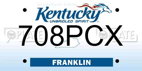 708PCX Kentucky License Plate
