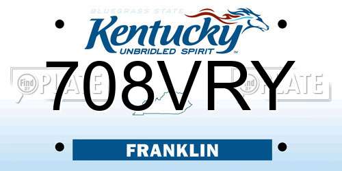 708VRY Kentucky License Plate
