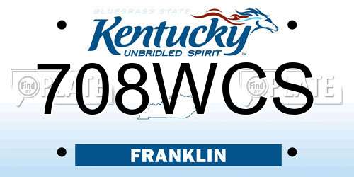 708WCS Kentucky License Plate
