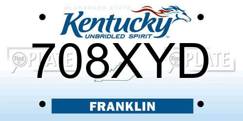 708XYD Kentucky License Plate