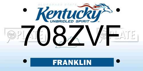 708ZVF Kentucky License Plate