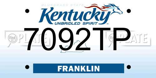 7092TP Kentucky License Plate