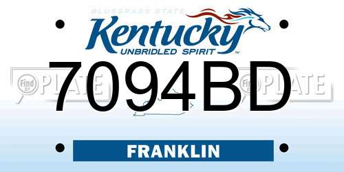 7094BD Kentucky License Plate